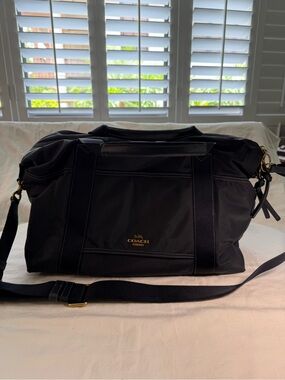 Coach Navy Blue Nylon Bag with Gold Hardware